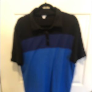 Calvin Klein Polo Shirt Men XLarge Blue Short Sleeve Buttons Shirt Top Cotton.